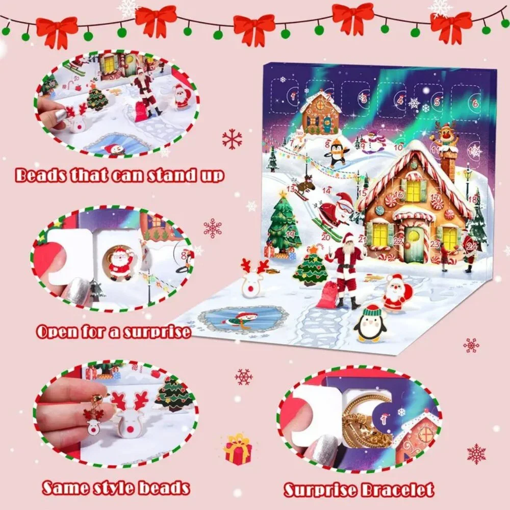 Christmas Advent Calendar Girls Charm Bracelets Trendy